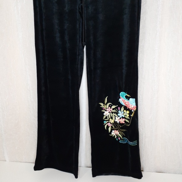 BCBG Maxazria Black Embroidered Lounge Pants - Picture 5 of 8